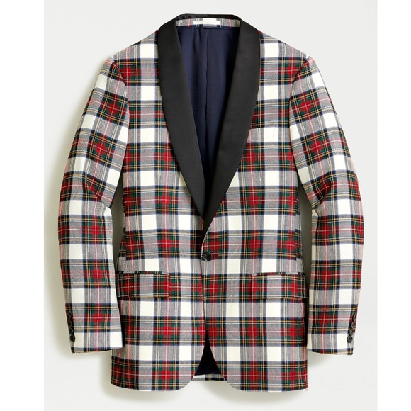 J Crew Ludlow shawl-collar dinner jacket snowy Stewart tartan English wool 38R - Picture 3 of 16
